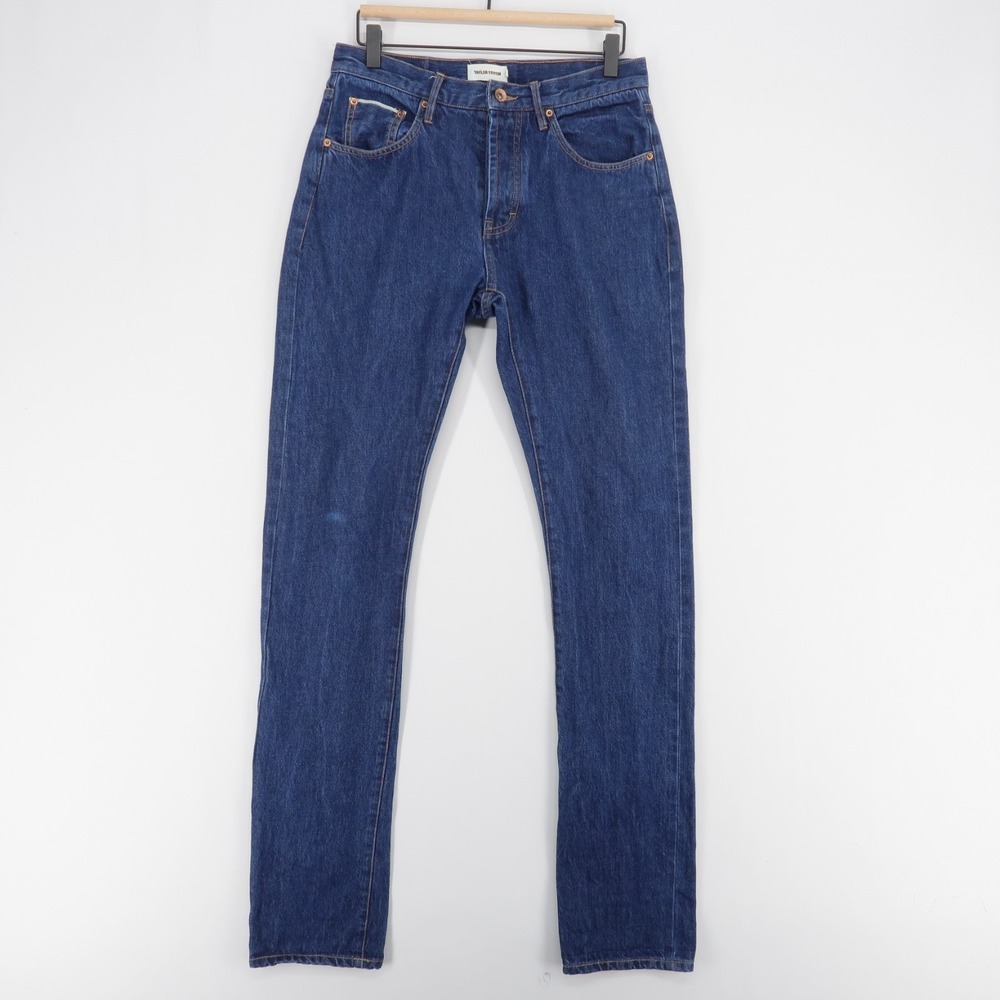 Taylor Stitch Slim Jeans Mens 30 Blue Organic Cotton Selvedge Button Fly